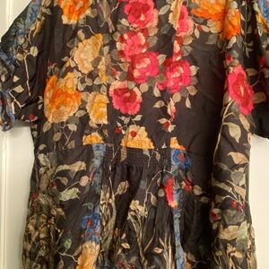 Johnny Was Red and Pink Floral Top